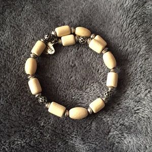 Alex and Ani Ivory/Silver Beaded Wrap Bracelet